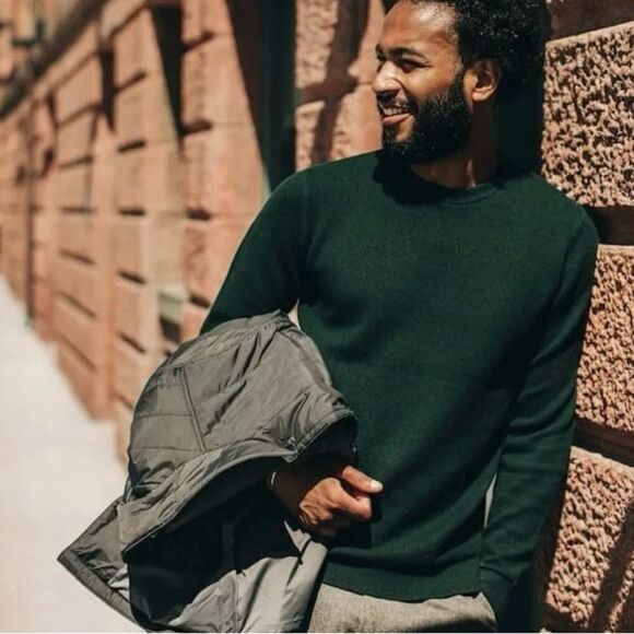 Taylor Stitch The Double Knit crewneck Sweater in Forest Wool Blend S-XL - Picture 1 of 7